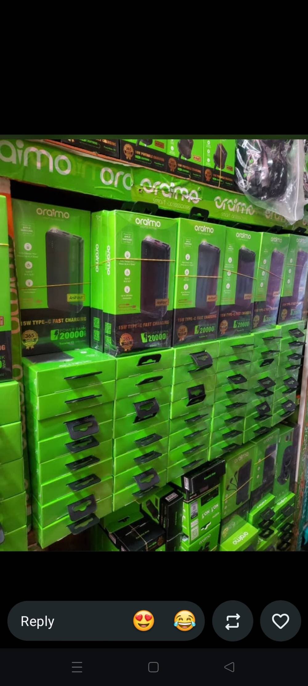 20,000Mah Oraimo powerbank. Fully charge your phone up to 4 times