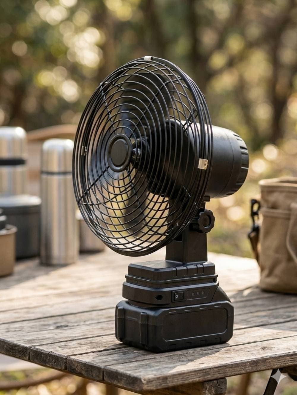 8" DOUBLE BATTERY LITHIUM RECHARGEABLE TABLE TOP FAN