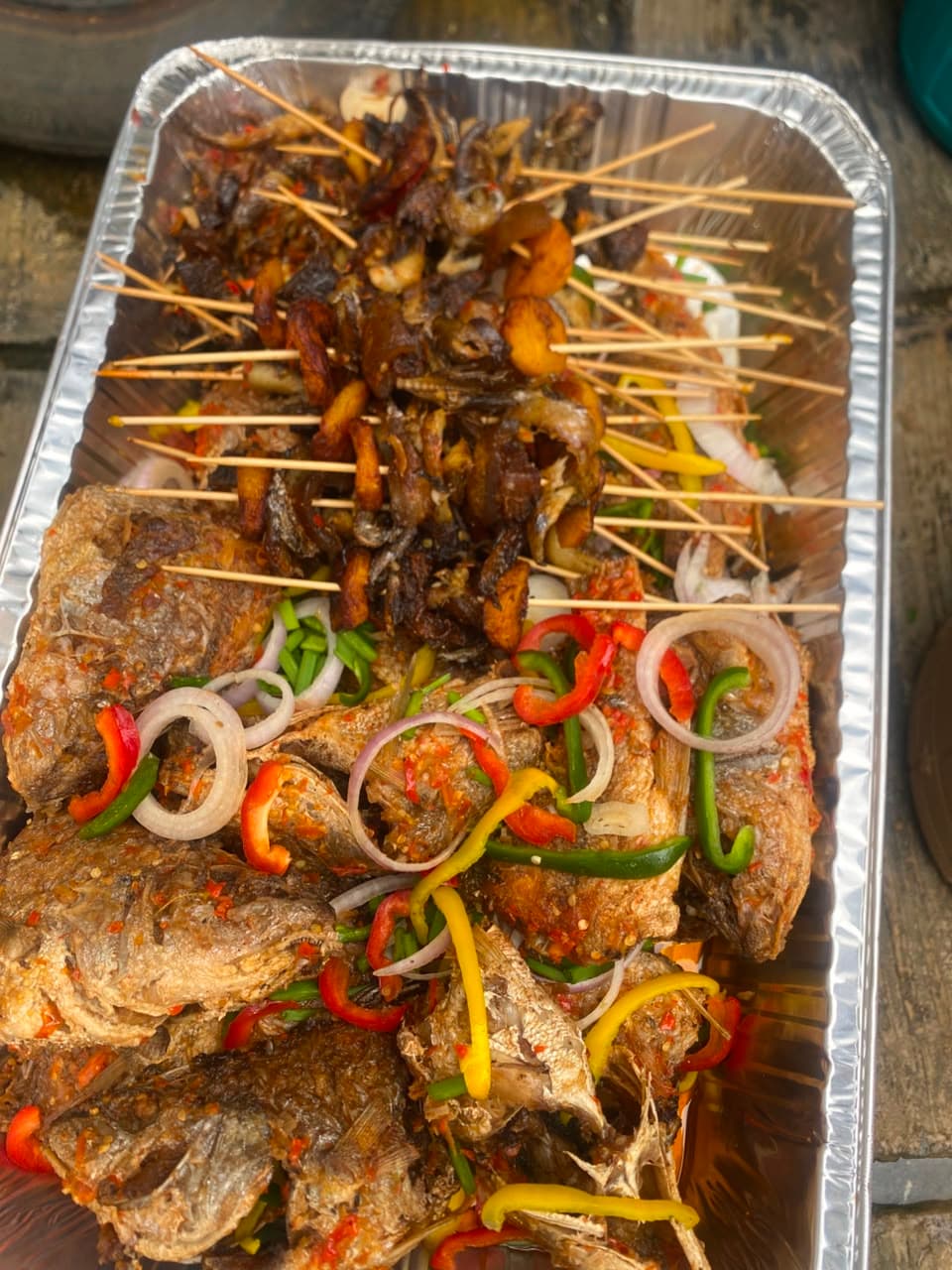 Fish and stick meat
