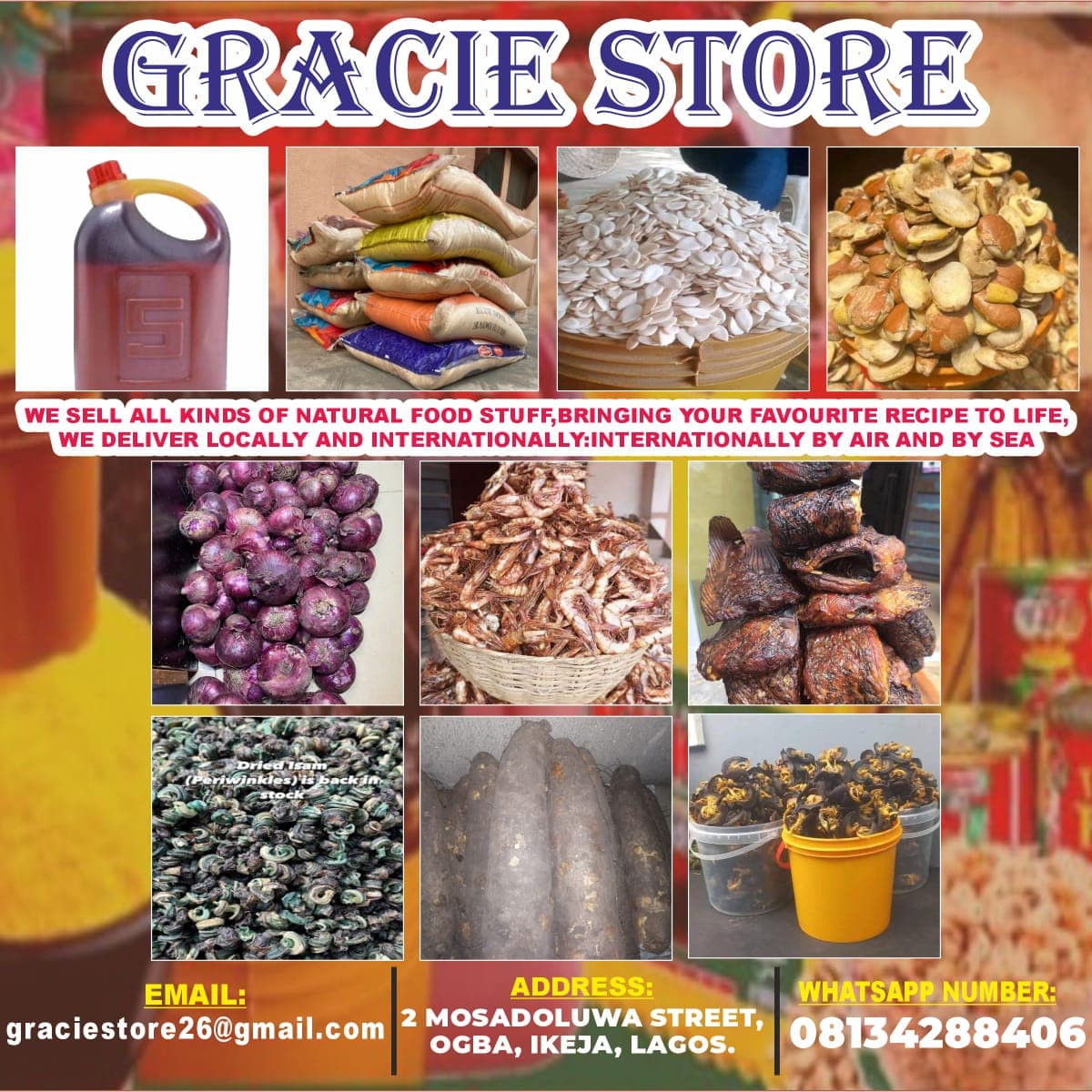 Power oil ,dry catfish,pomo,
