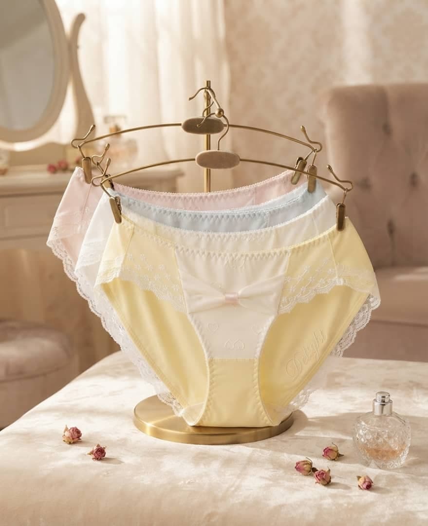 Bow cotton pants, condom pants, net condom pants, 2 pcs night wear